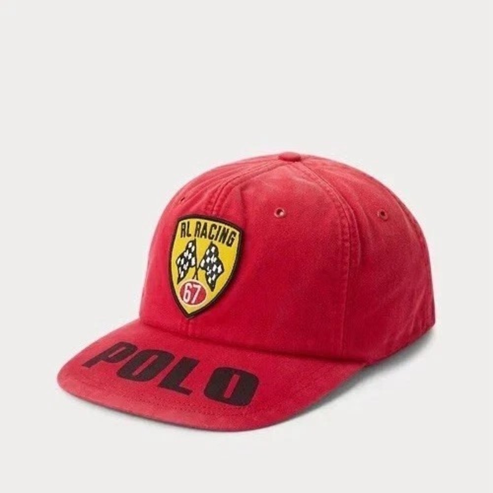 Polo Ralph Lauren RL Racing Logo Patch Twill Ball Cap Rl 2000 Red SnapBack Hat